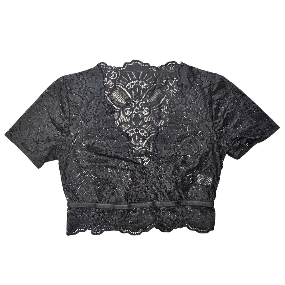 ASOS BLACK LACE CROP TOP – WOMEN’S XS – FLORAL LACE – SCALLOPED HEM